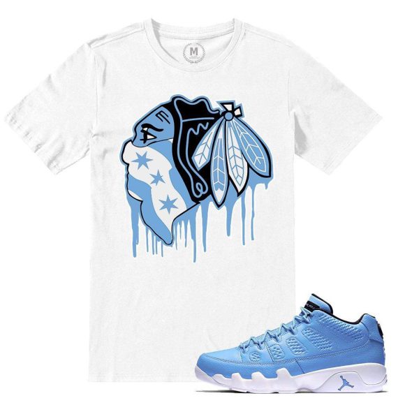 Match Pantone 9 Jordan Low Retros | BlackHawks Drip| White T shirt