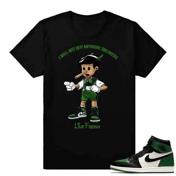 Pine Green 1 sneaker shirt outfits | Sneakerhead Pinocchio | Black shirt