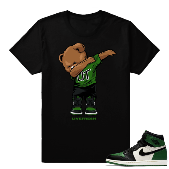 Pine Green 1s Dabbin Bear | Black shirt