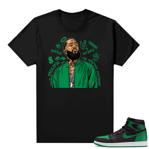 Pine Green 1s shirt Black - Nipsey Tribute