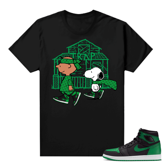 Pine Green 1s shirt Black - Trap House Snoopy