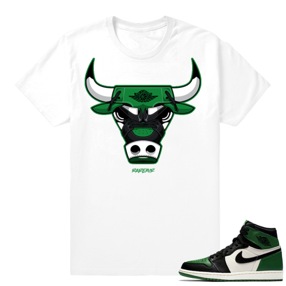 Pine Green retro 1 Rare Air Bull | White shirt