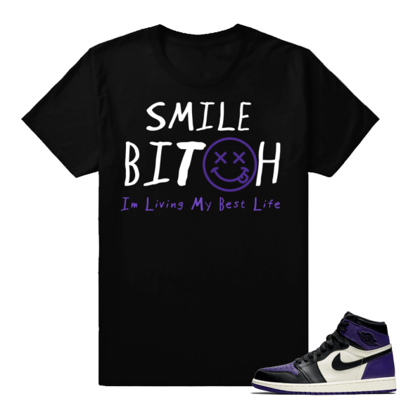 Purple Jordan 1s match shirt | Living My Best Life | Black shirt