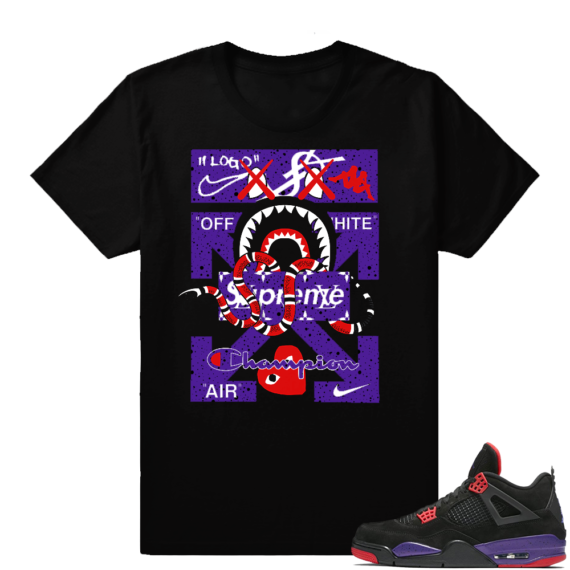 Raptor 4s matching t shirt  Designer Mashup Black Tee