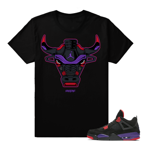 Raptors 4s Sneaker tee Shirts to Match  Rare Air Bull 4s  Black Tee