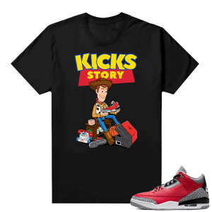 Red Cement 3s shirt black - Kicks Story