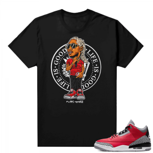 Red Cement 3s shirt black - Future Life Is Good