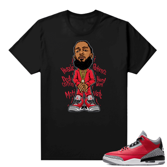 Red Cement 3s shirt black - Nipsey Hussle