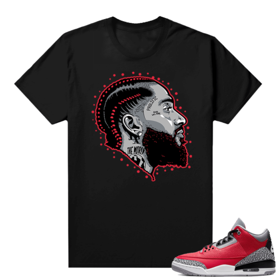 Red Cement 3s shirt black - Prolific