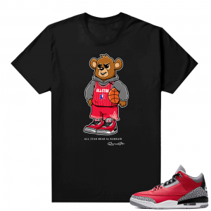 Red Cement 3s shirt black - All Star Bear