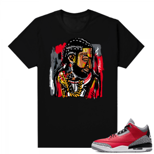 Red Cement 3s shirt black - Abstract Art Nipsey Hussle