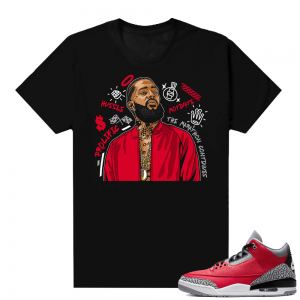 Red Cement 3s shirt black - Nipsey Tribute