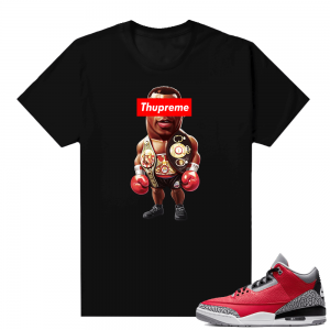 Red Cement 3s shirt black - Thupreme Tyson