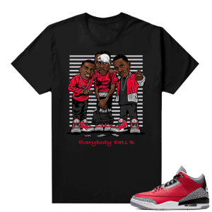 Red Cement 3s shirt black - Everybody Eats B