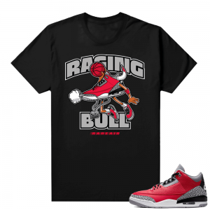 Red Cement 3s shirt black -Raging Bull