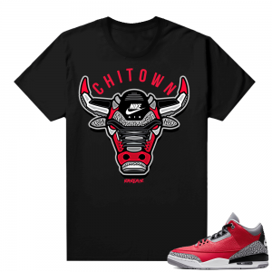 Red Cement 3s shirt black - Rare Air Bull Chi-Town