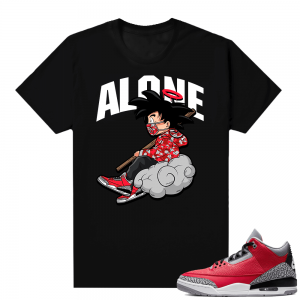 Red Cement 3s shirt black - Alone