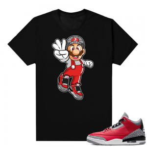 Red Cement 3s shirt black - Mario 3s