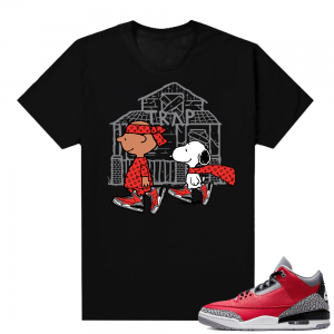 Red Cement 3s shirt black - Snoopy Trap House