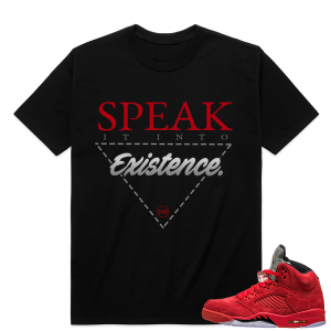 Red Suede 5s  Retro 5 Shirts - Into Existence - Black