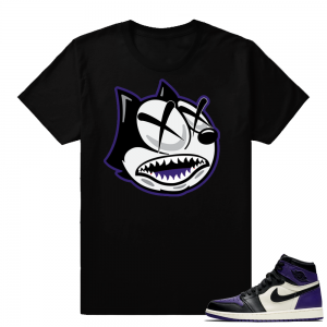 Retro 1 Court Purple Shirt | Jaws Felix | Black shirt