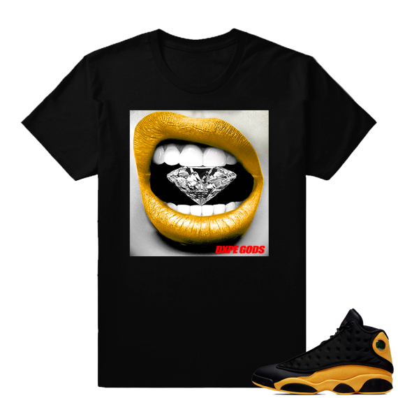 Match Retro 13 Jordan shirt | Diamond Lips | Black shirt