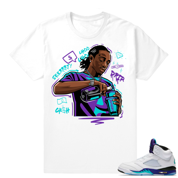 Retro 5 Grape Jordan white shirt | Quavo Drip | White shirt