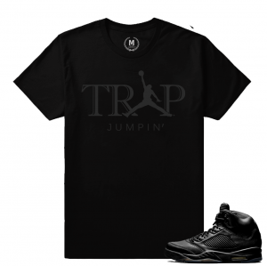 Retro 5 Jordan sneaker tee shirt - Trap Jumpin - Black