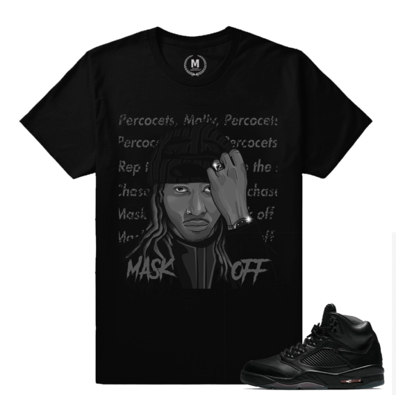 Retro 5 Pinnacle Black sneaker t shirt - Mask OFF - Black