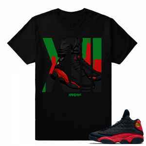 Retro Jordans 13 Bred Matching Rare Air 13 t shirt - Black