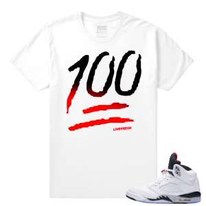 Retro V Jordan Cement - One Hundred Streetwear T shirt - White