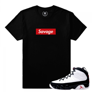 Match Jordan 9 OG Space Jam | Supreme Savage | Black T shirt