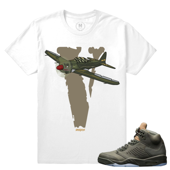 Match Jordan 5 Take Flight | Take Flight Fighter Jet | White T shirt