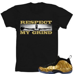 Nike Foamposite One Gold matching sneaker tees shirts |Respect Black sneaker tees shirt| Streetwear Online