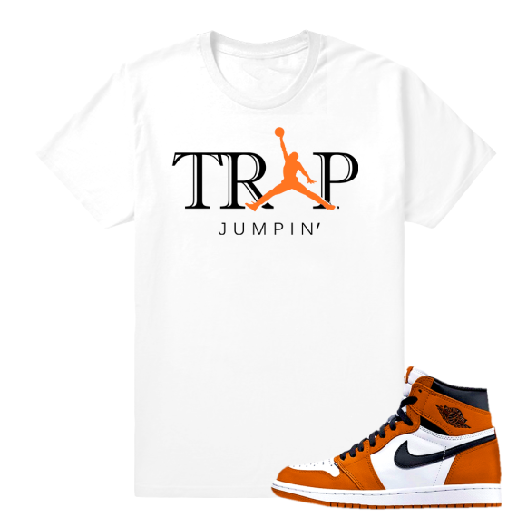 Match Reverse Shattered Backboard 1s Jordan Retro | Trap Jumpin | White T shirt