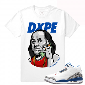 Match Jordan 3 True Blue OG | Hustle Never Stops | White T shirt