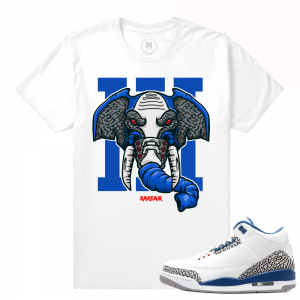 Match Jordan 3 True Blue OG | Rare Air Elephant | White T shirt