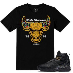 Match Jordan 8 Championship Pack Confetti 8s| World Champions | Black T shirt