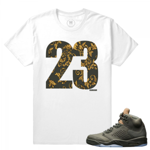 Match Jordan 5 Take Flight | 23 Royal Floral | White T shirt