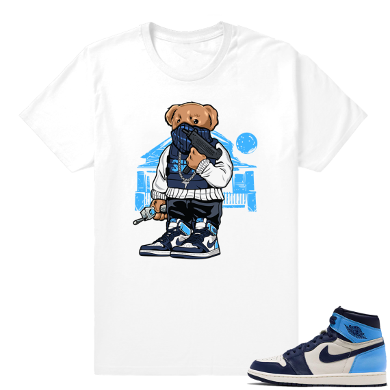 Obsidian UNC 1s | Trap Bear | White Shirt