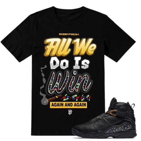 Match Jordan 8 Championship Pack Confetti 8s| Again and Again| Black T shirt