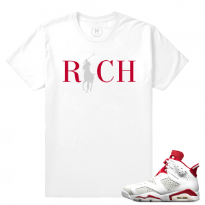 Match Jordan 6 Alternate | Country Club Rich White/Red | White T shirt