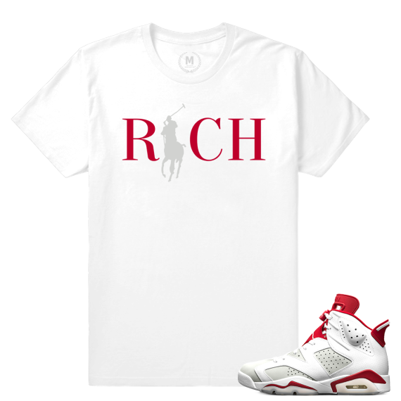 Match Jordan 6 Alternate | Country Club Rich White/Red | White T shirt