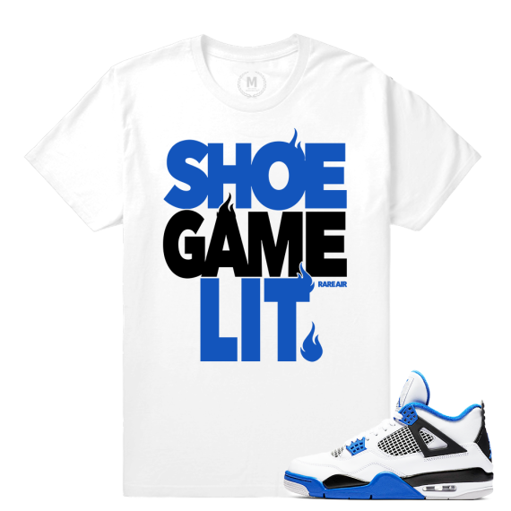 Match Jordan 4 Motorsport | Shoe Game Lit | White T shirt