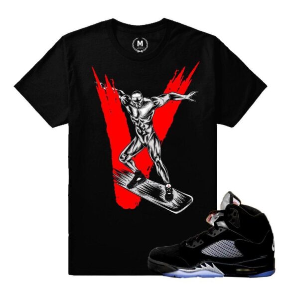 Match Jordan 5 Black Metallic OG | Surfing 5s| Black T shirt