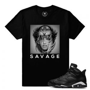 Match Jordan 6 Black Cat | Tigers Head Savage | Black T shirt