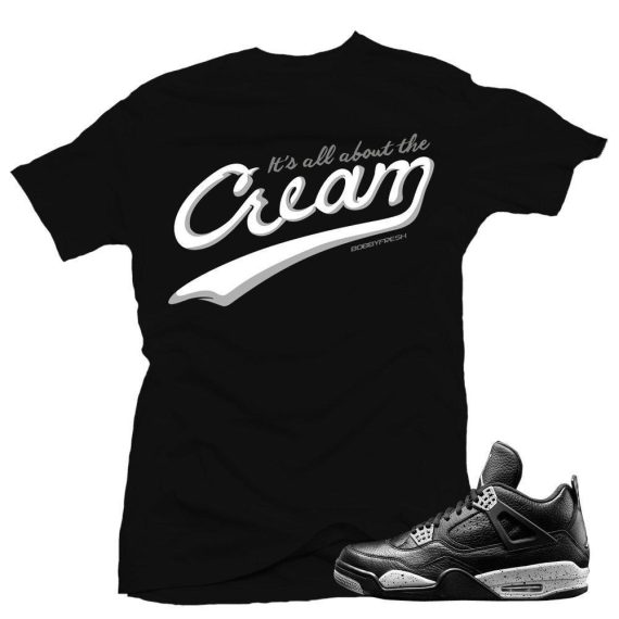 Oreo 4s matching sneaker tees shirts |Cream sneaker Tee Black | Streetwear Online