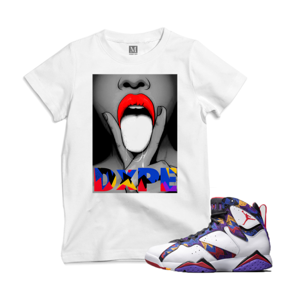 Nothing But Net Jordan 7s matching T shirt| DXPE 7s | White Tee