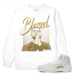 Match OVO 12 Jordan Retro | Blessed | White Crewneck Sweatshirt