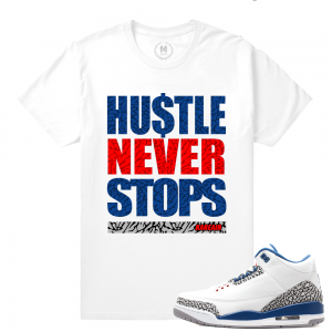 Match Jordan 3 True Blue OG | Rare Hustle | White T shirt